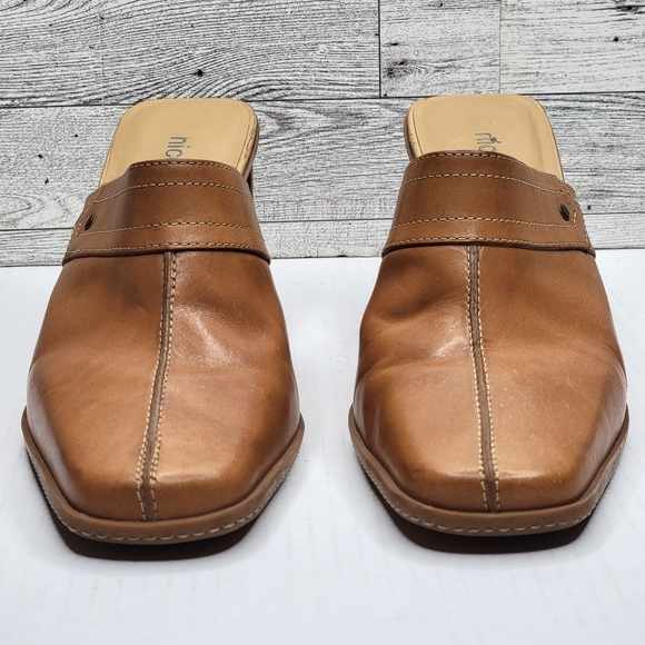 Nicole Colonel 3" Heel Mule Size 9.5M Tan Leather Slip On Shoes Comfort Casual - Picture 4 of 11